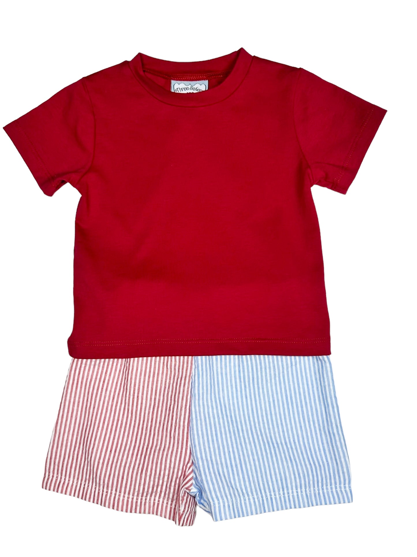Red Seersucker Short Set