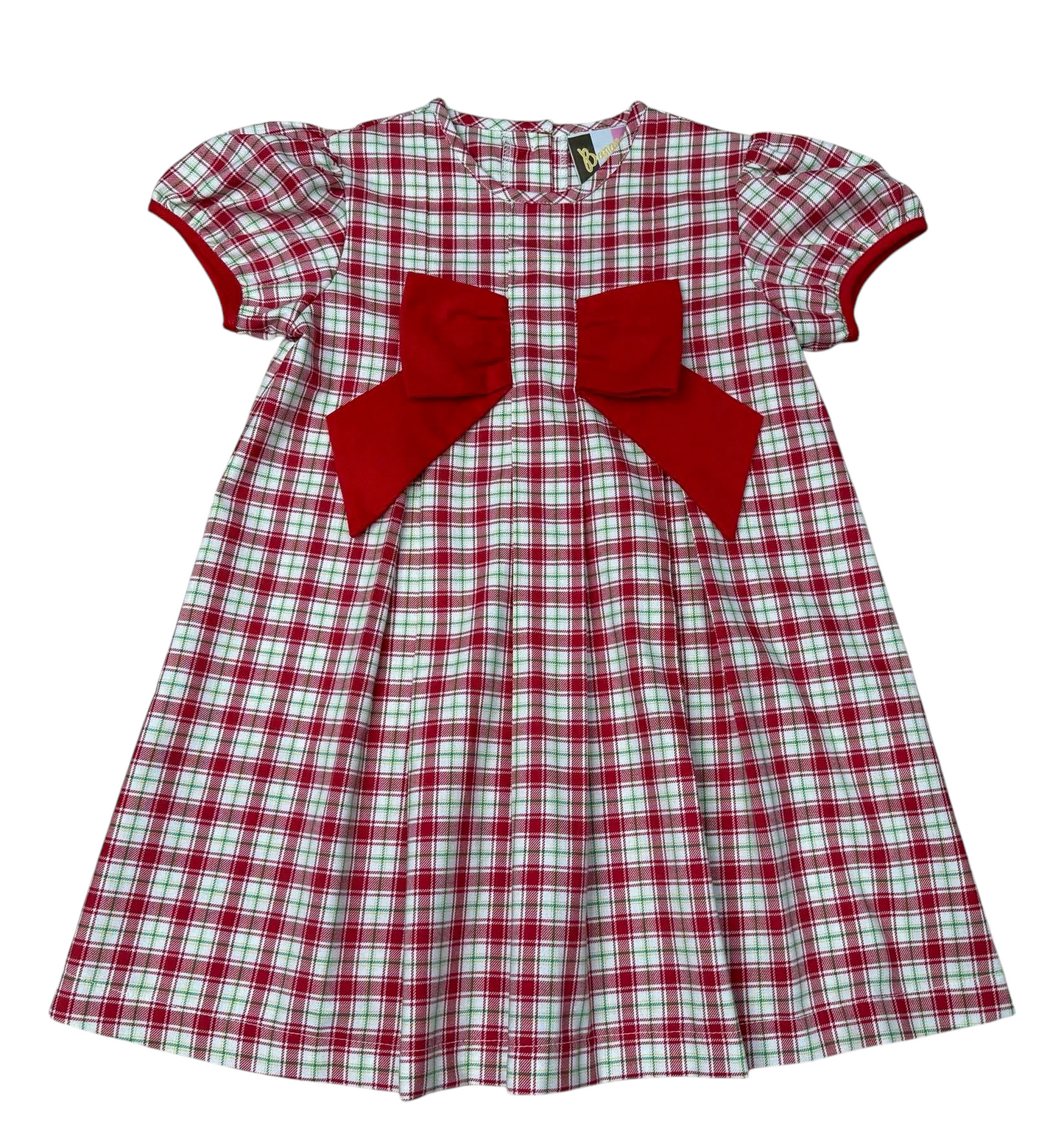 Christmas Plaid Corduroy Bow Dress