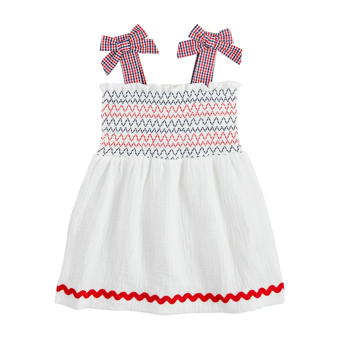 Red, White and Blue Smocked Dress