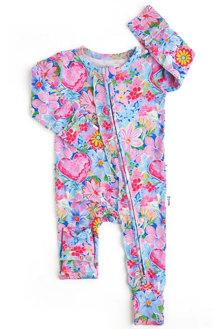 Pippa Floral Ruffle Zip Romper