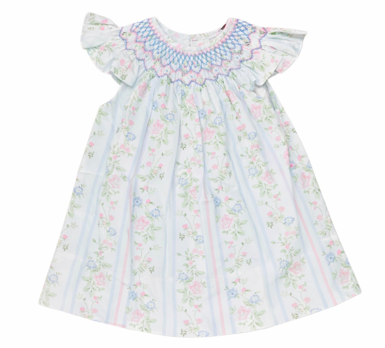 Valerie Floral Rose Vine Print Smocked Dress