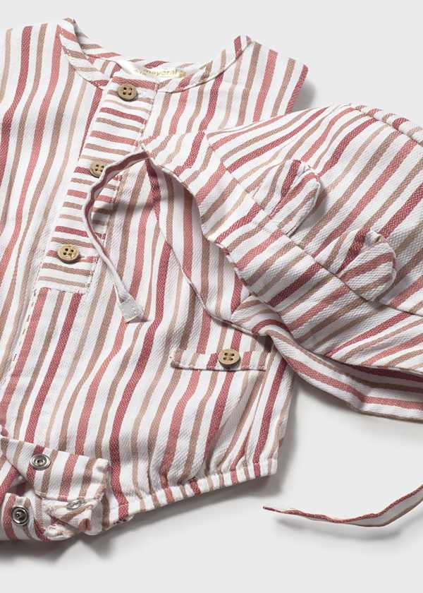 Boy Stripe Printed Bubble With Hat