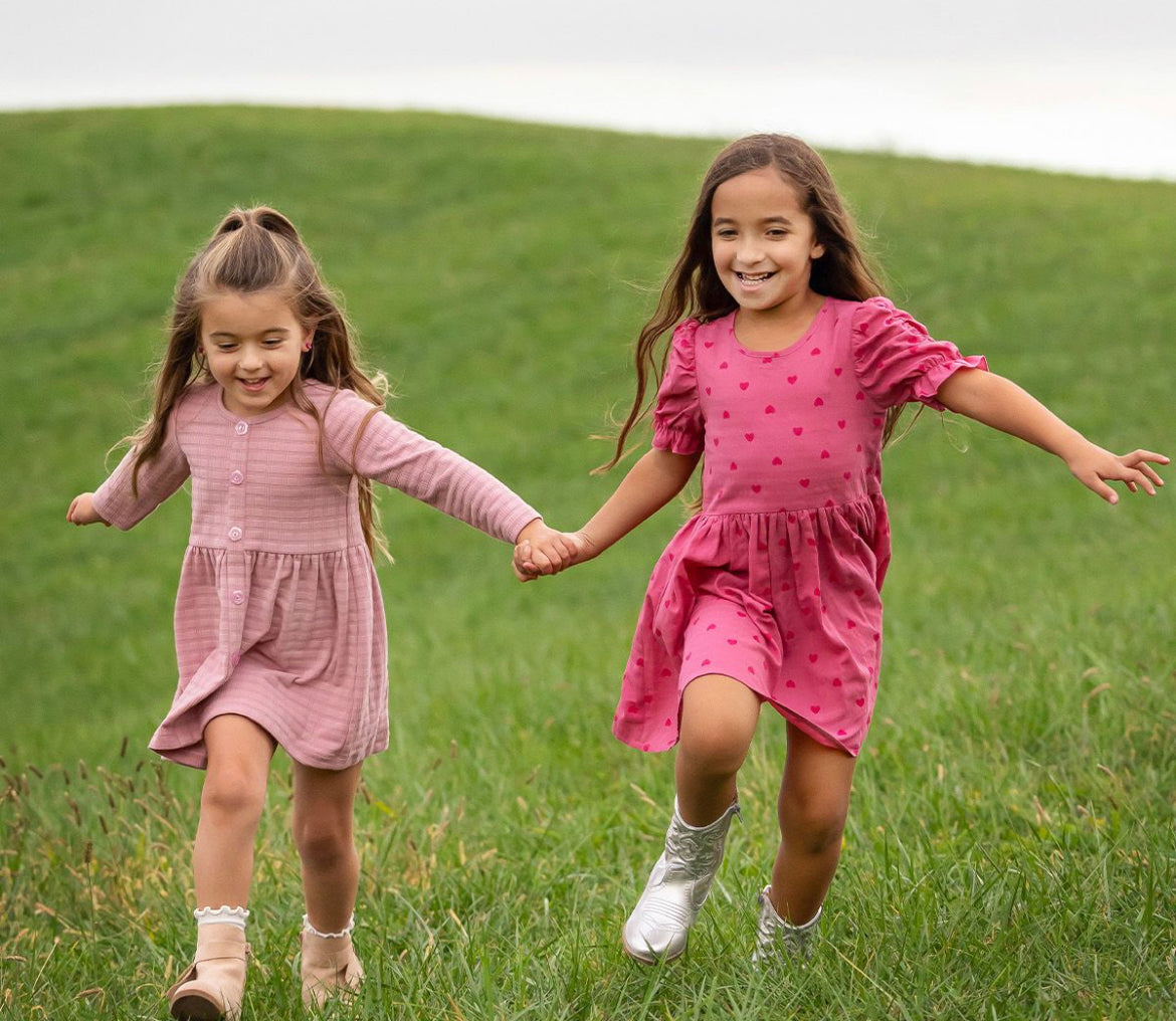 Pink Heart Ruched SS Dress