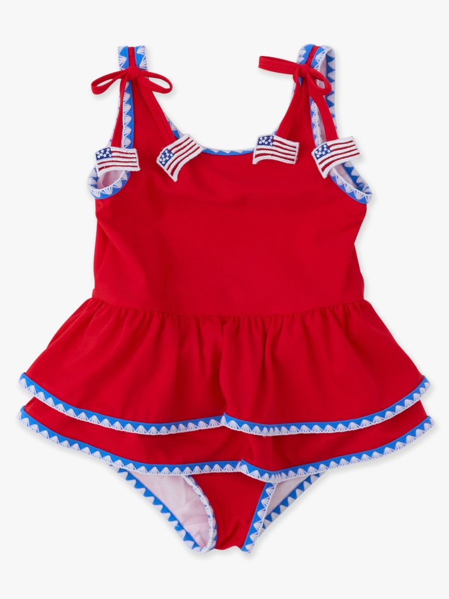 Red Crochet Peplum One Piece