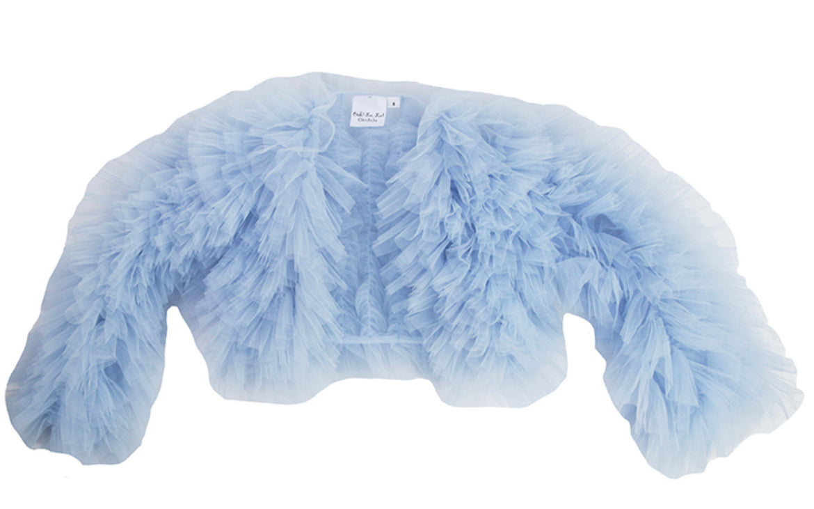 Ice Blue Tulle Ruffle Jacket
