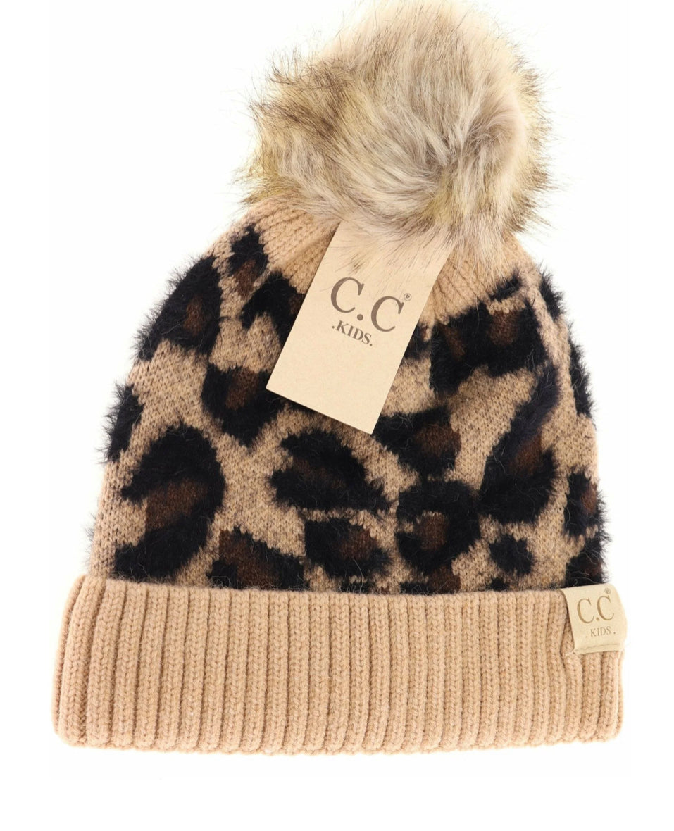Kids Leopard Print Pom