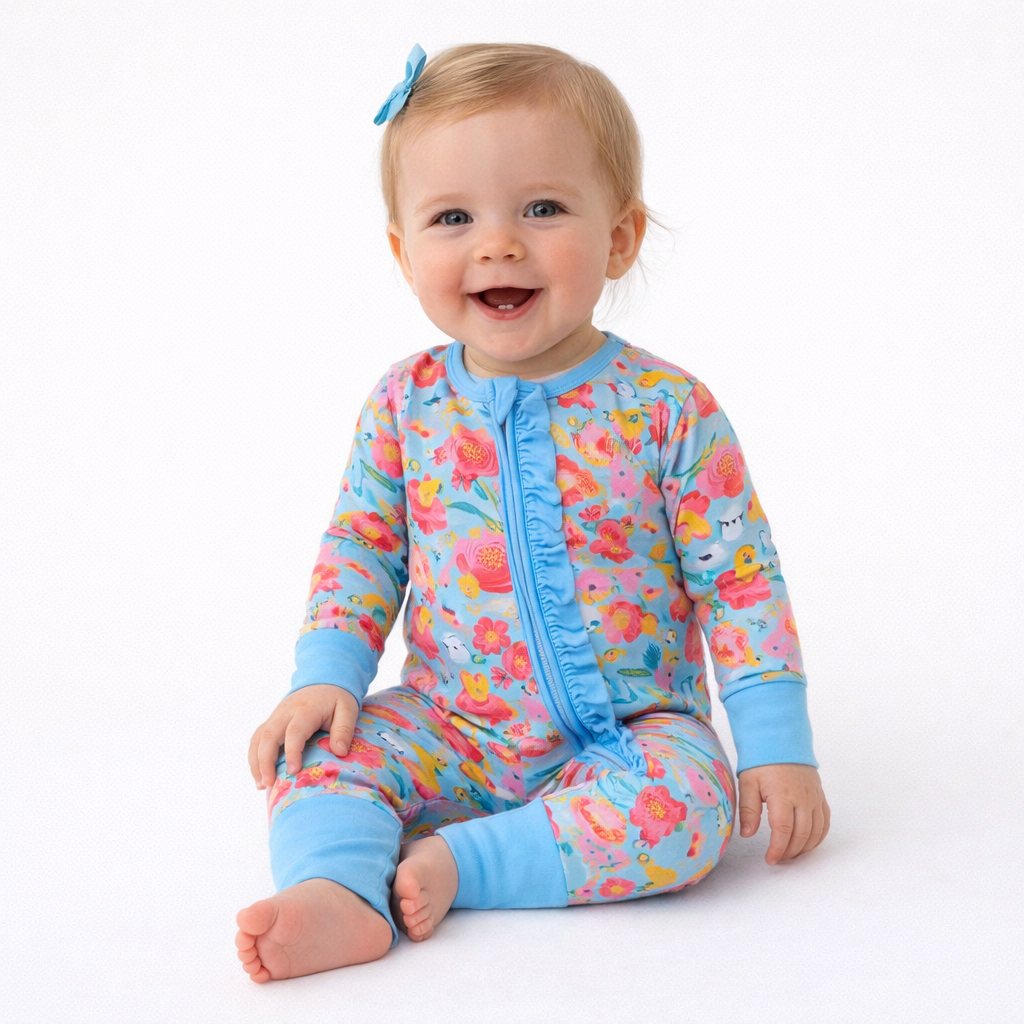 Preppy Floral 2way Zip Romper