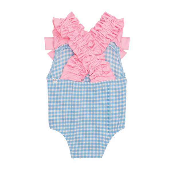 Blue Crinkle Ruffle Swimsuit