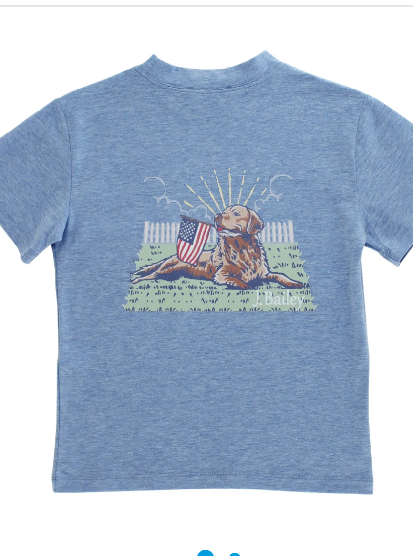 S/S Logo Tee-Retriever On Heathered Blue