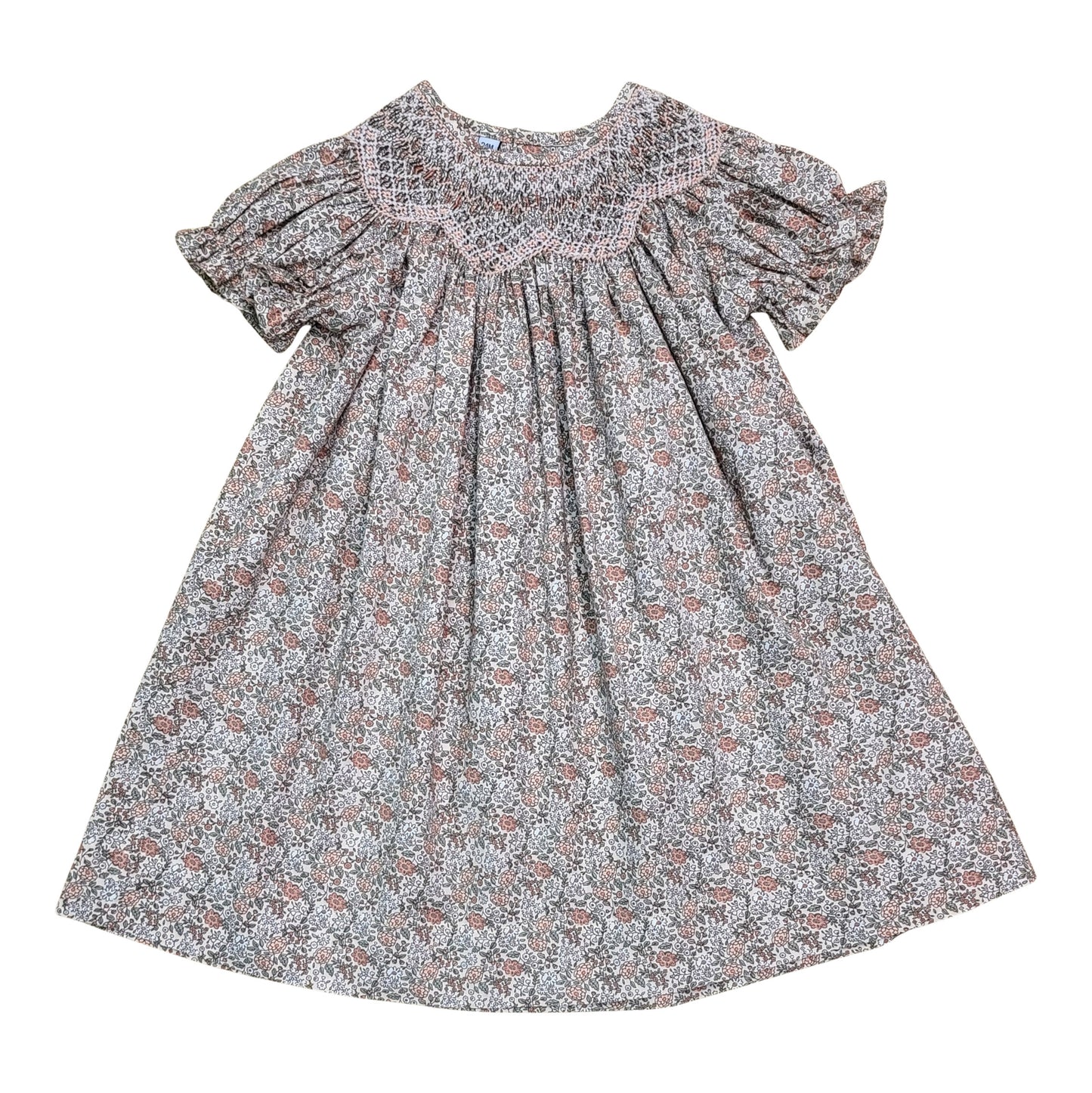 Sabrina Peachy Embroidered Smocked Dress