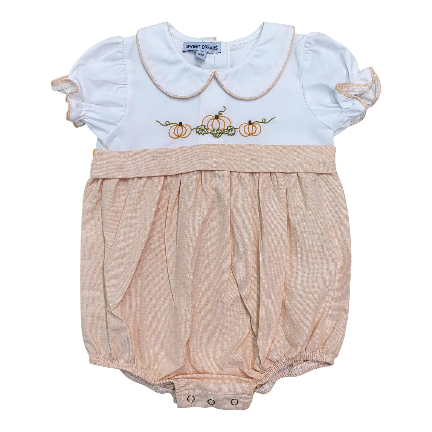 Pumpkin Embroidered Girl Bubble