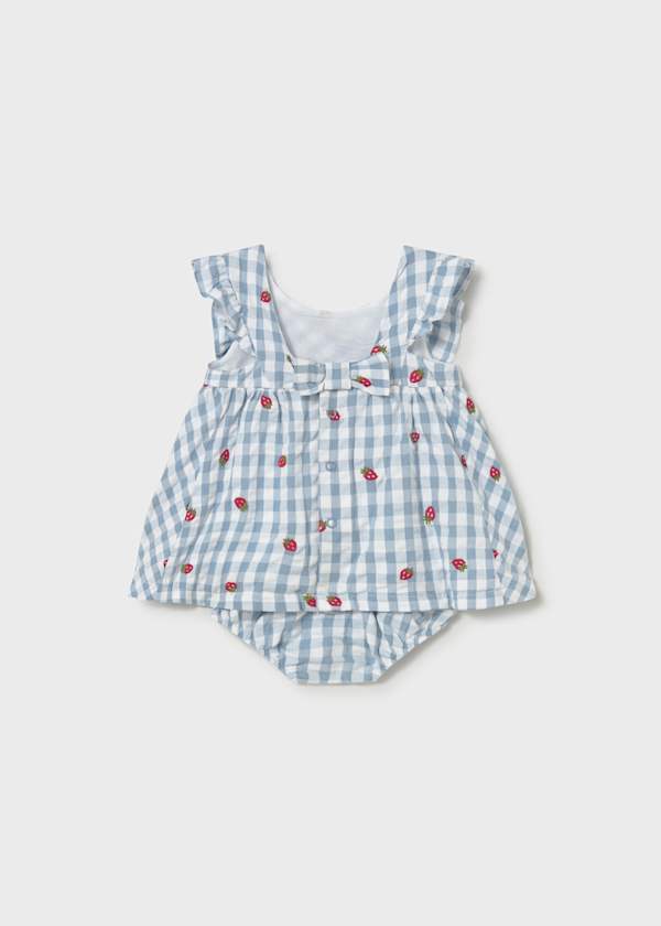 Blue and White Checked Dress With Bloomers