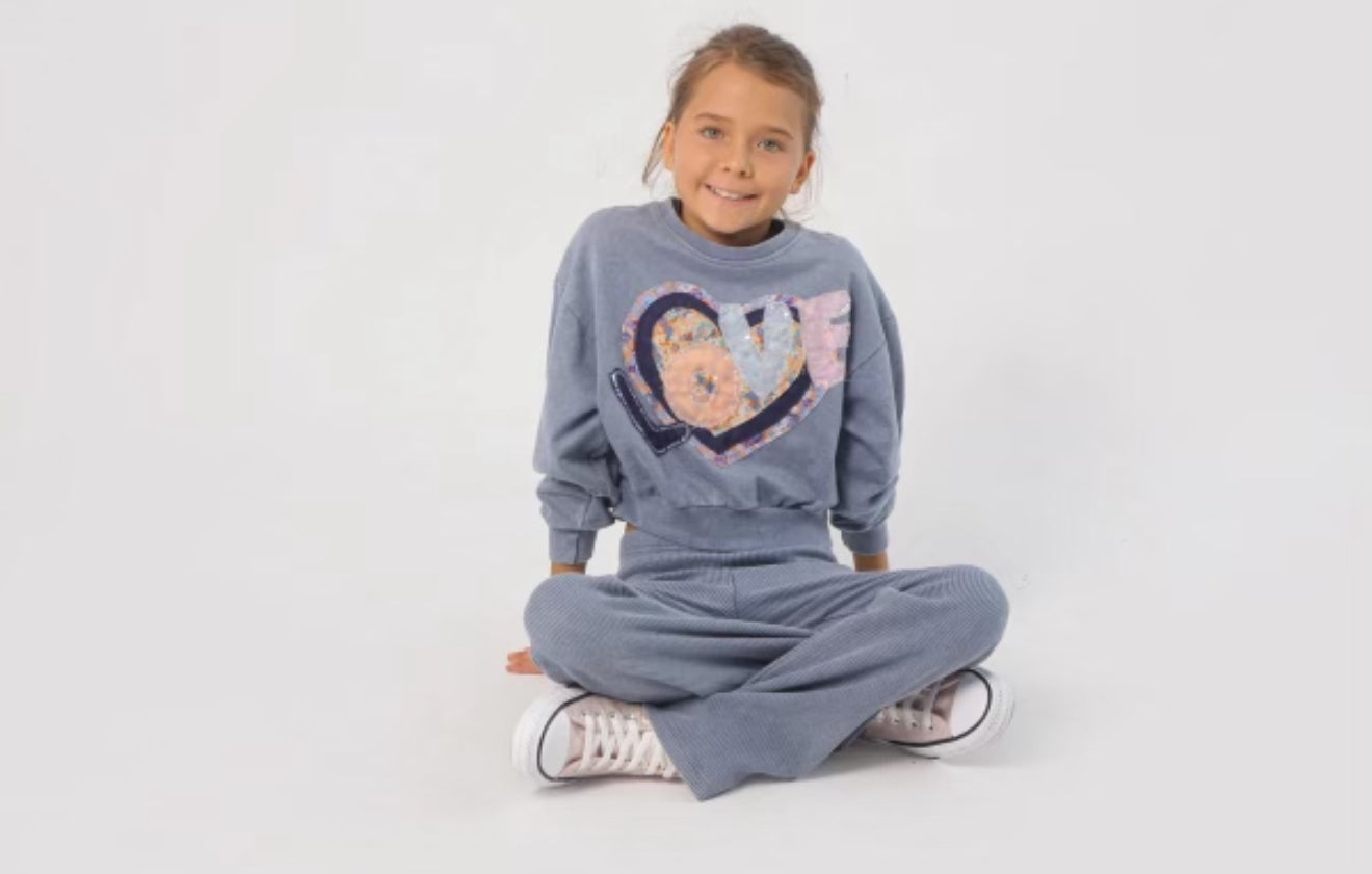 Love Heart Applique Sweatshirt