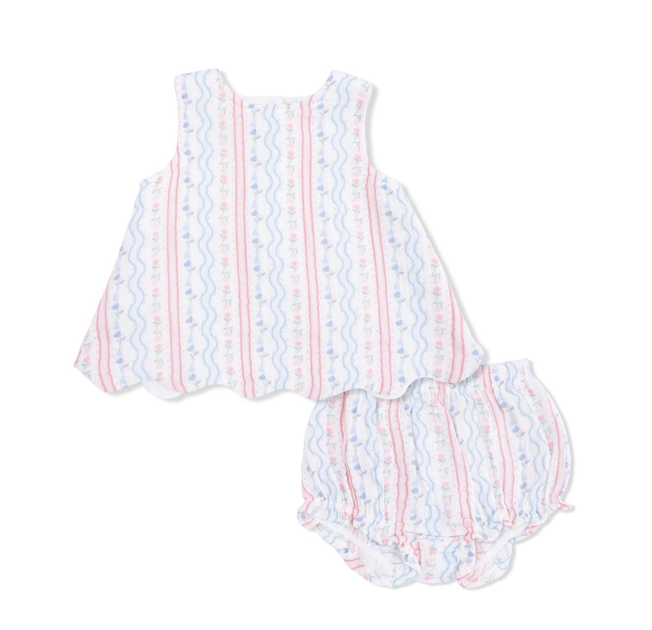 Tulip Stripe Scallop Back Bloomer Set