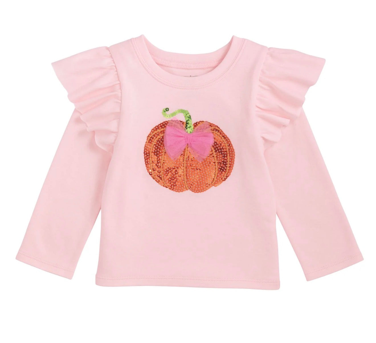 Sparkle Pumpkin Tshirt with Ruffle Sleeves