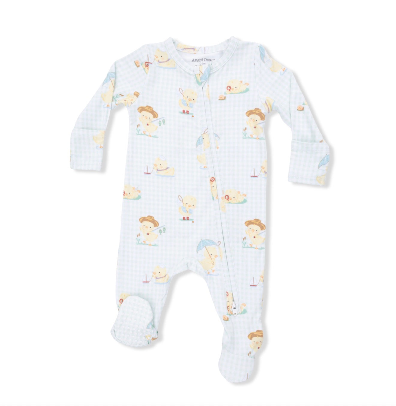 Vintage Spring Ducklings Green 2 Way Zipper Footie