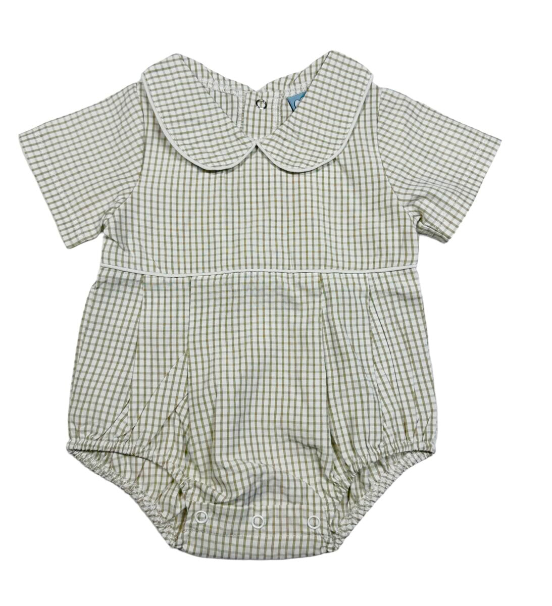 Khaki Windowpane Collared Bubble