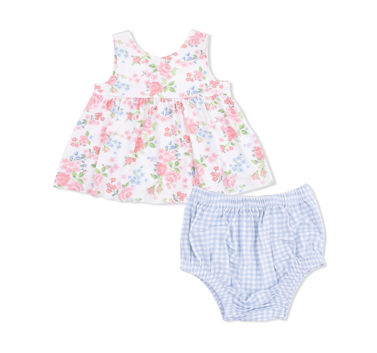 Cute Little Roses -Infant Dress With Bow and Bloomer