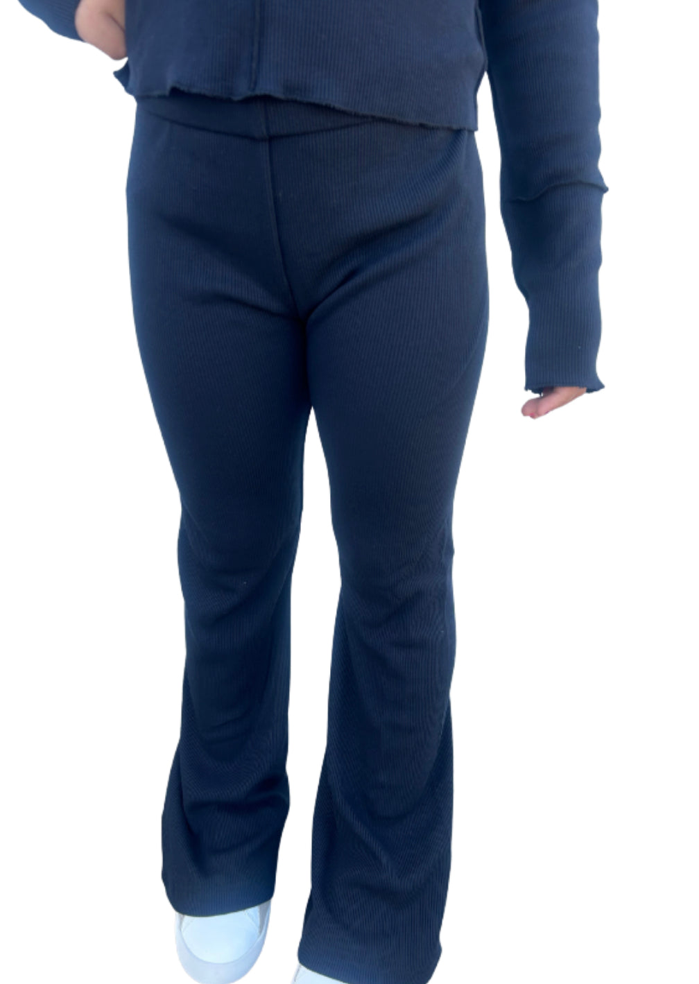 Ribbed Black Flare Pants