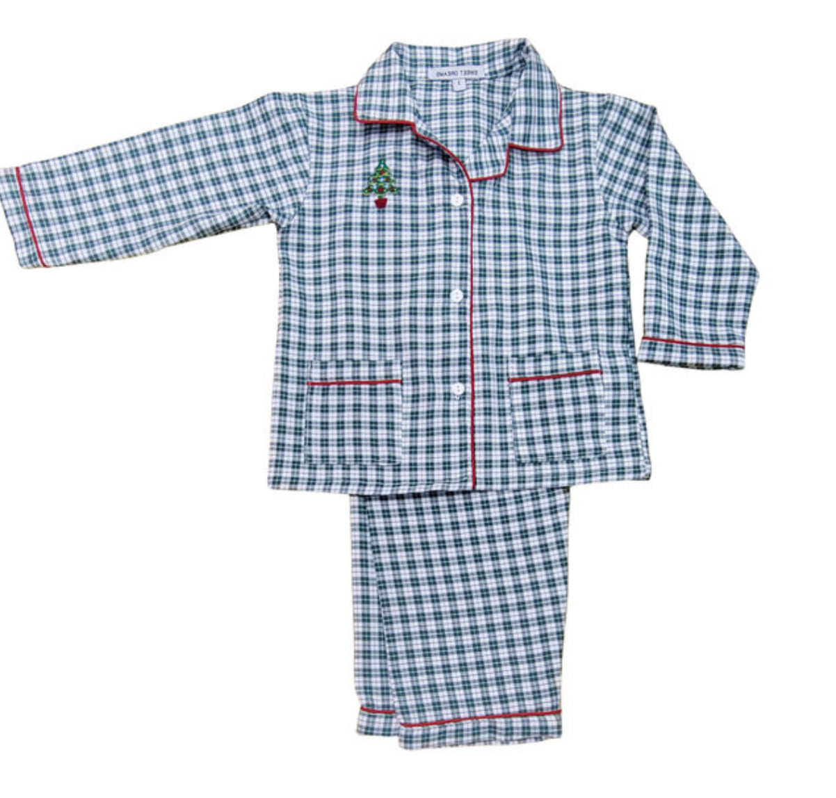 Christmas Tree Embroidered Pajama Pant Set