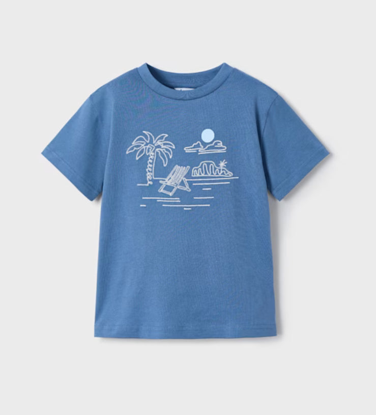 Beach Scene Embroidered Shirt