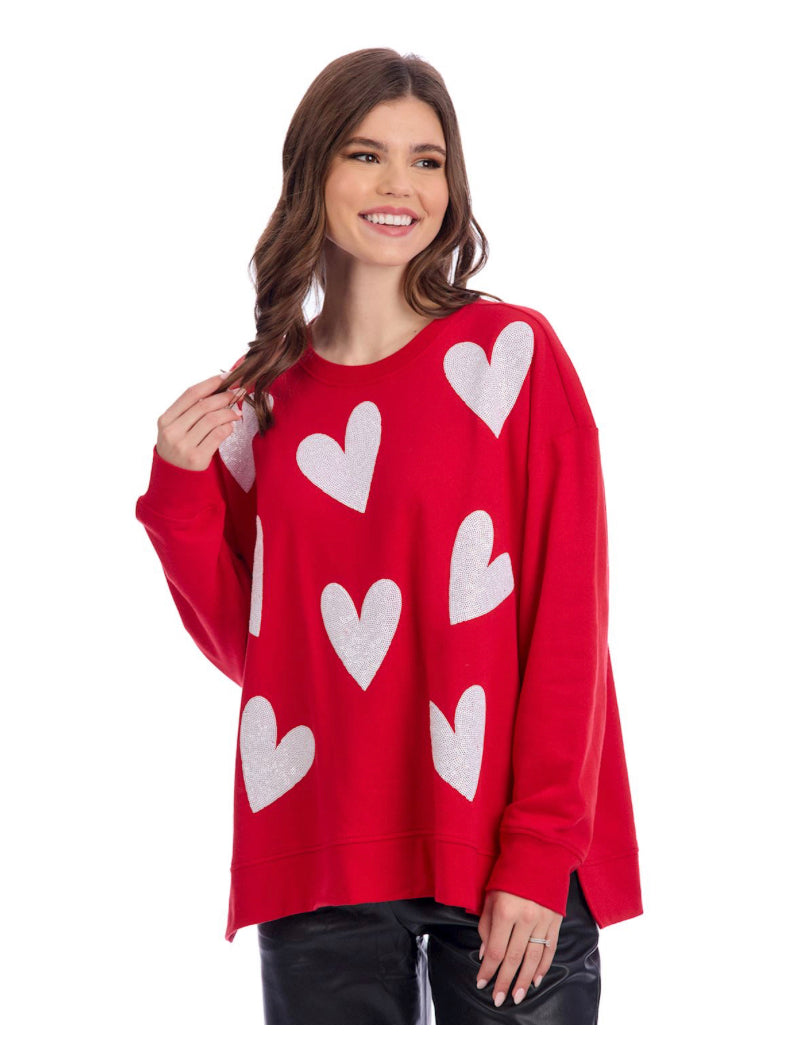 Red Sparkle Heart Sweatshirt