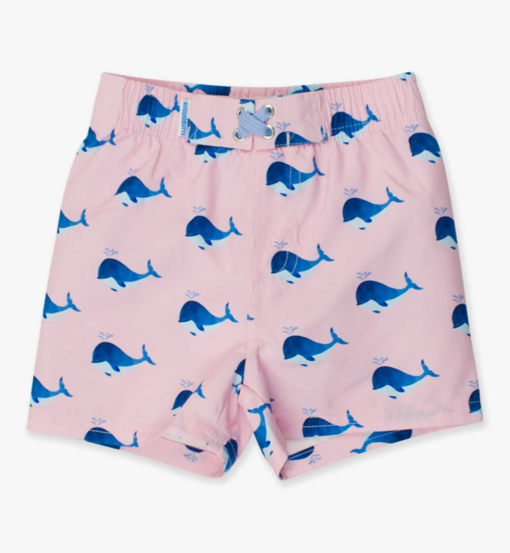 Pink Whale Friends Swim Trunks