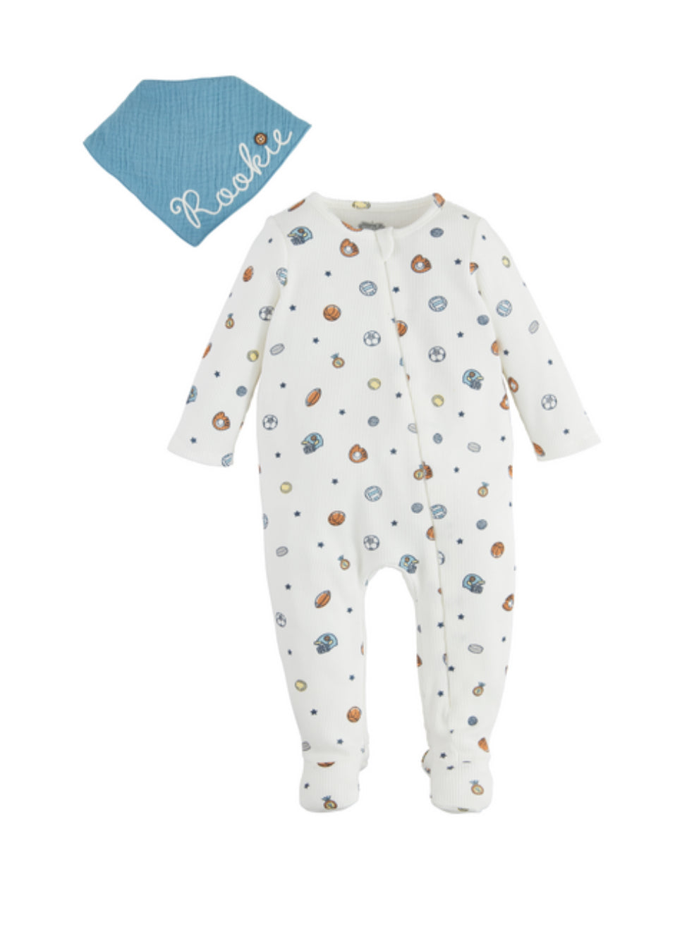 Sports Baby Footie Bib Set