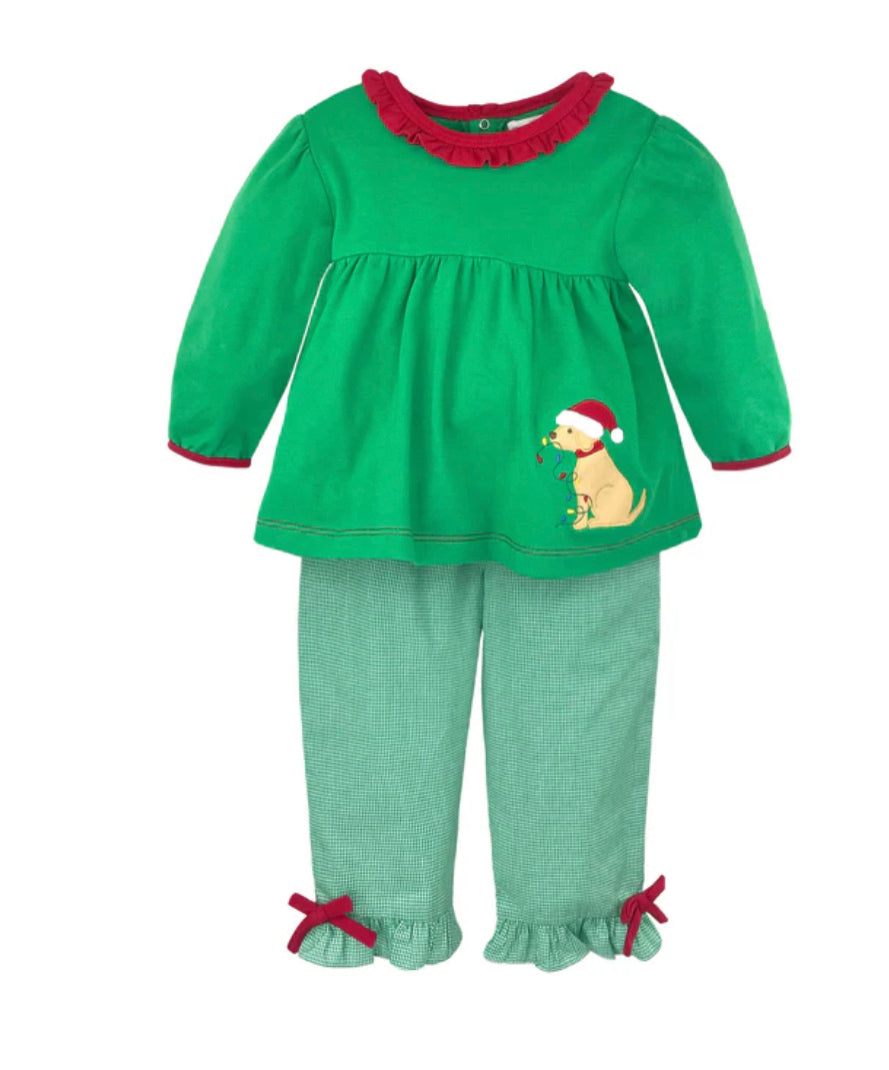 Christmas Dog Ruffle Pant Set