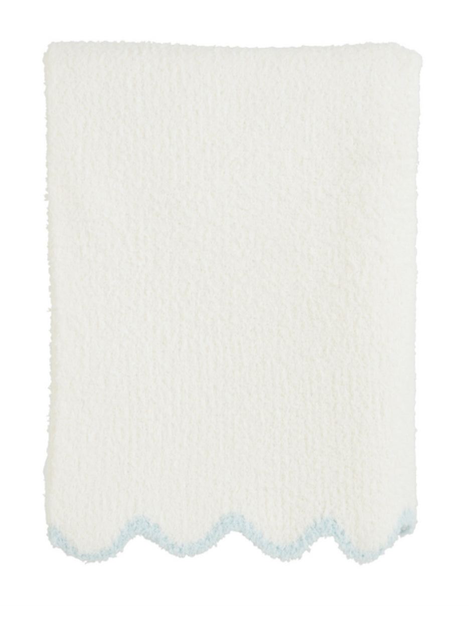 Blue Scallop Chenille Blanket