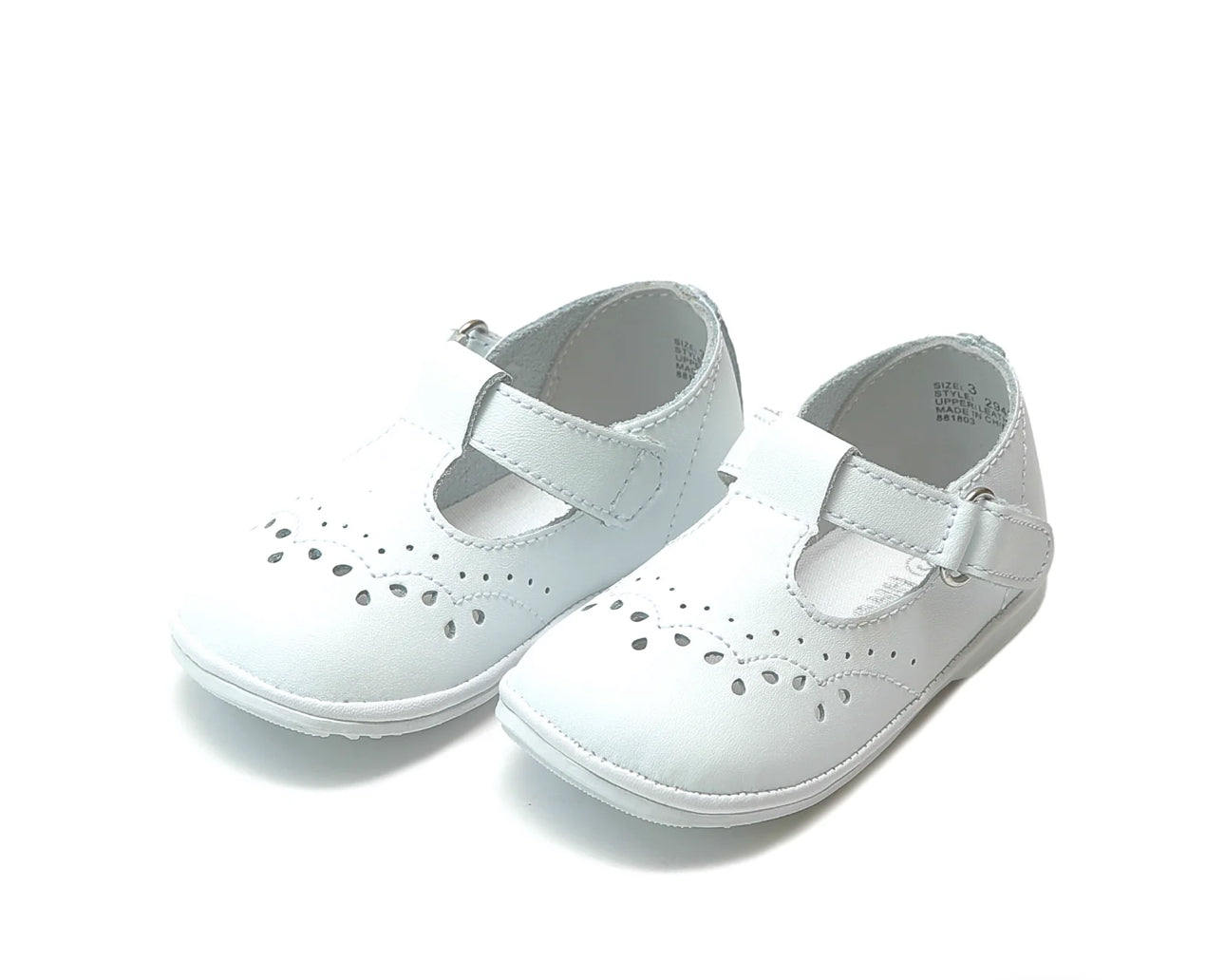 Birdie White Leather T Strap Crib Shoe