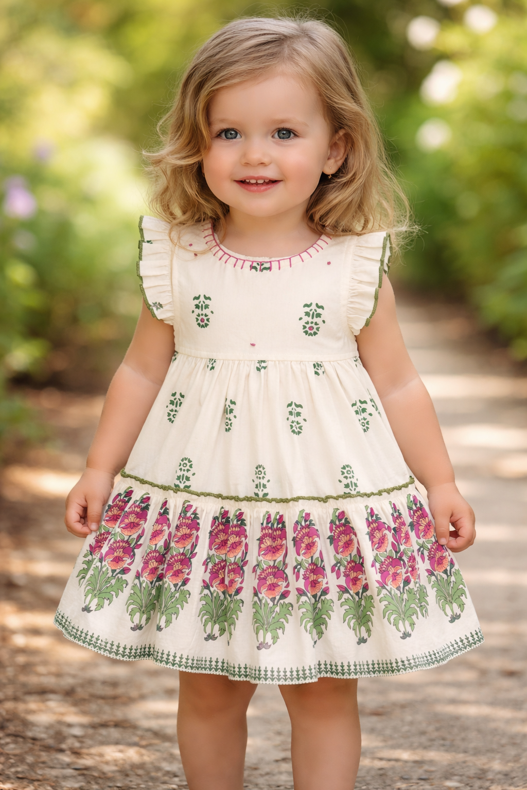 Ivory Block Print Dress