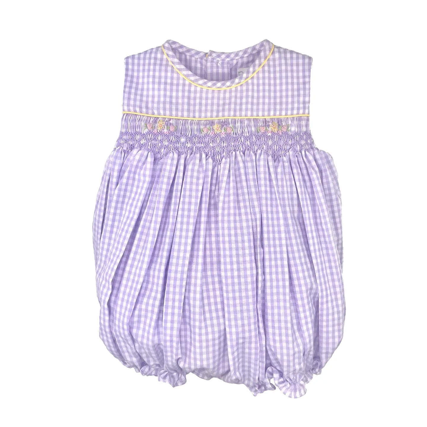 Purple Check Bubble with Corded Smocking