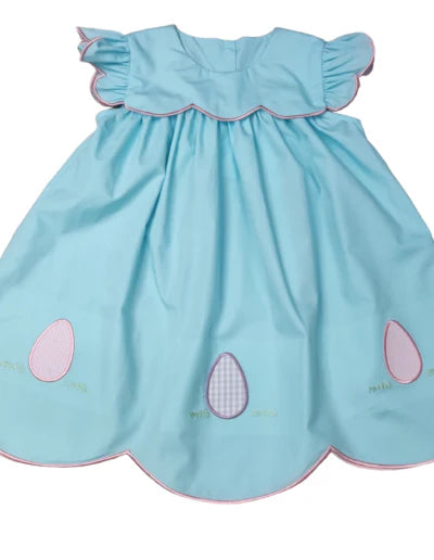 Egg Hunting Teal Blue Appliqué Dress