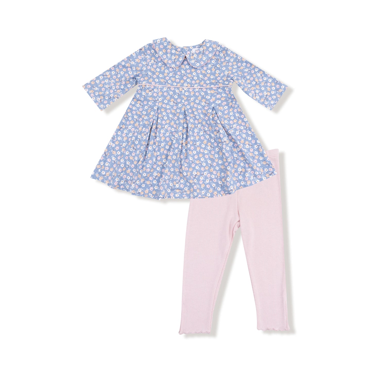 Country Calico Pleat Dress + Leggings