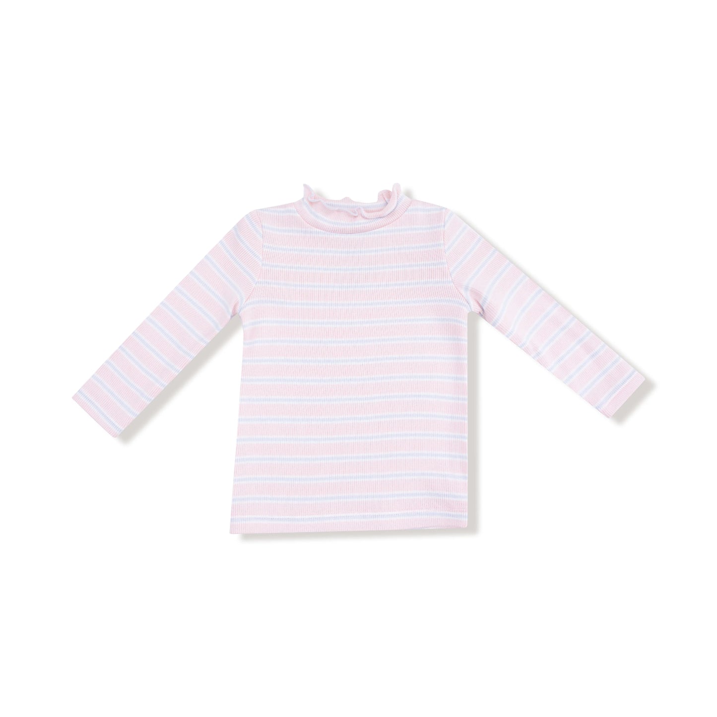 Pink & Blue Striped Mock Turtleneck