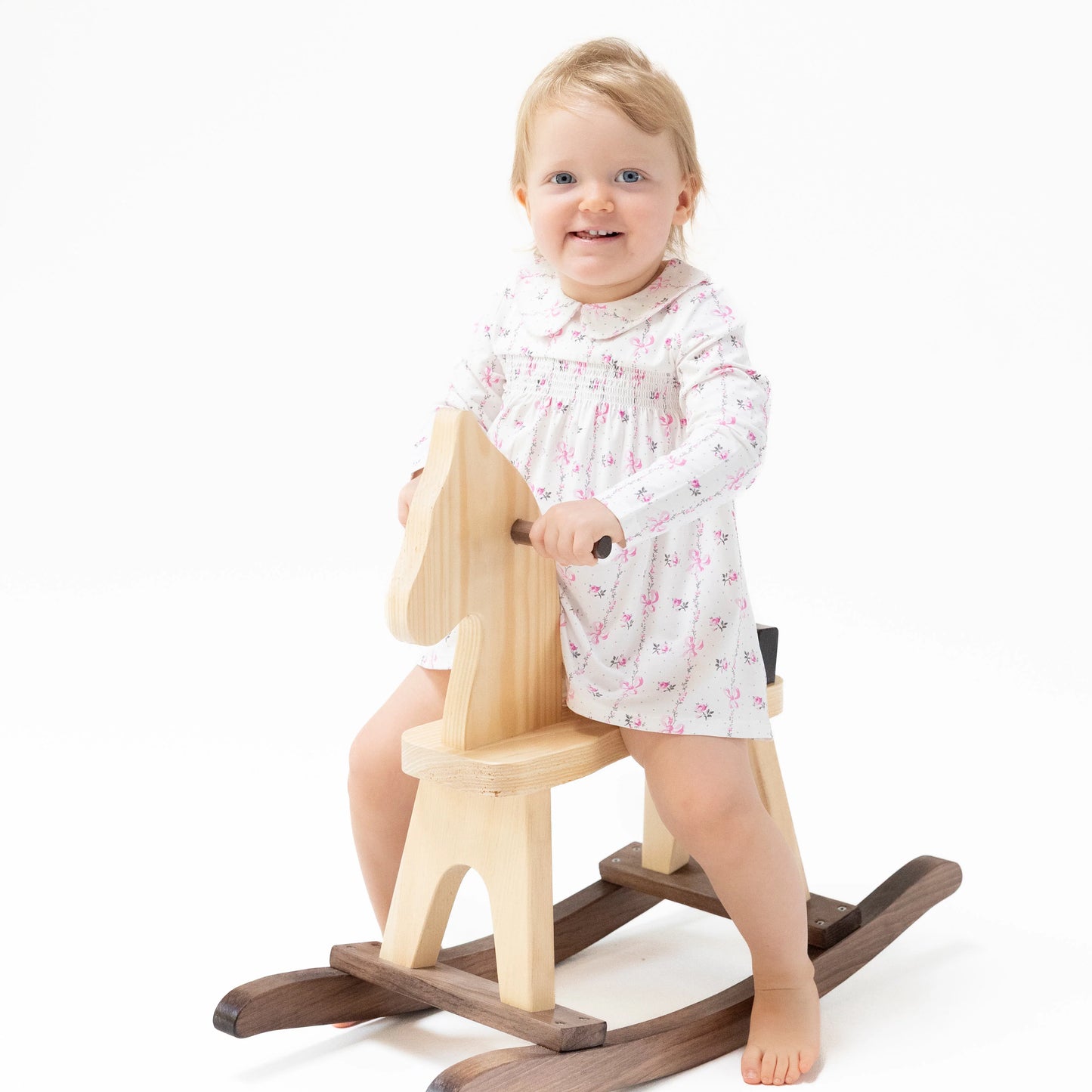 Dainty Buds Bow Stripe Smocked Bloomer Set