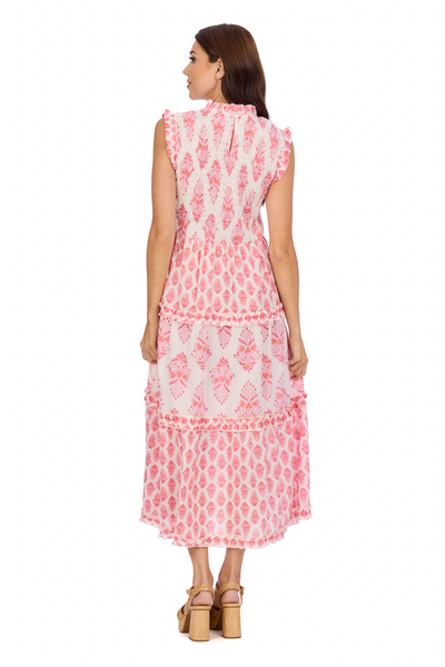 Pink award Smocked Midi Dress