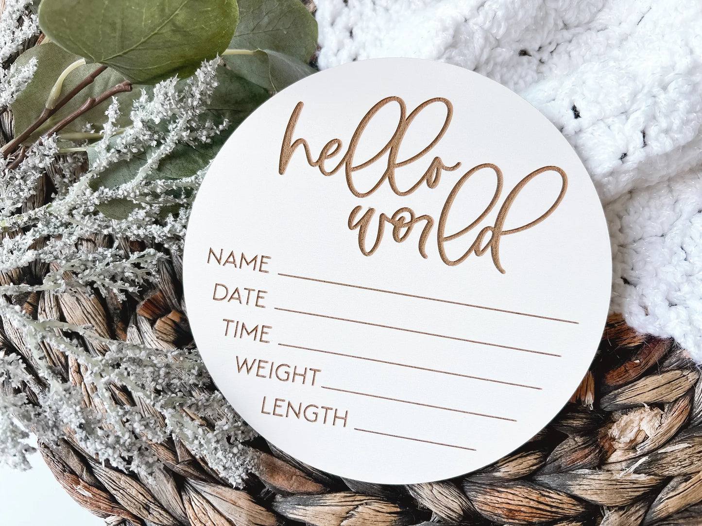 White Hello World Milestone Disk