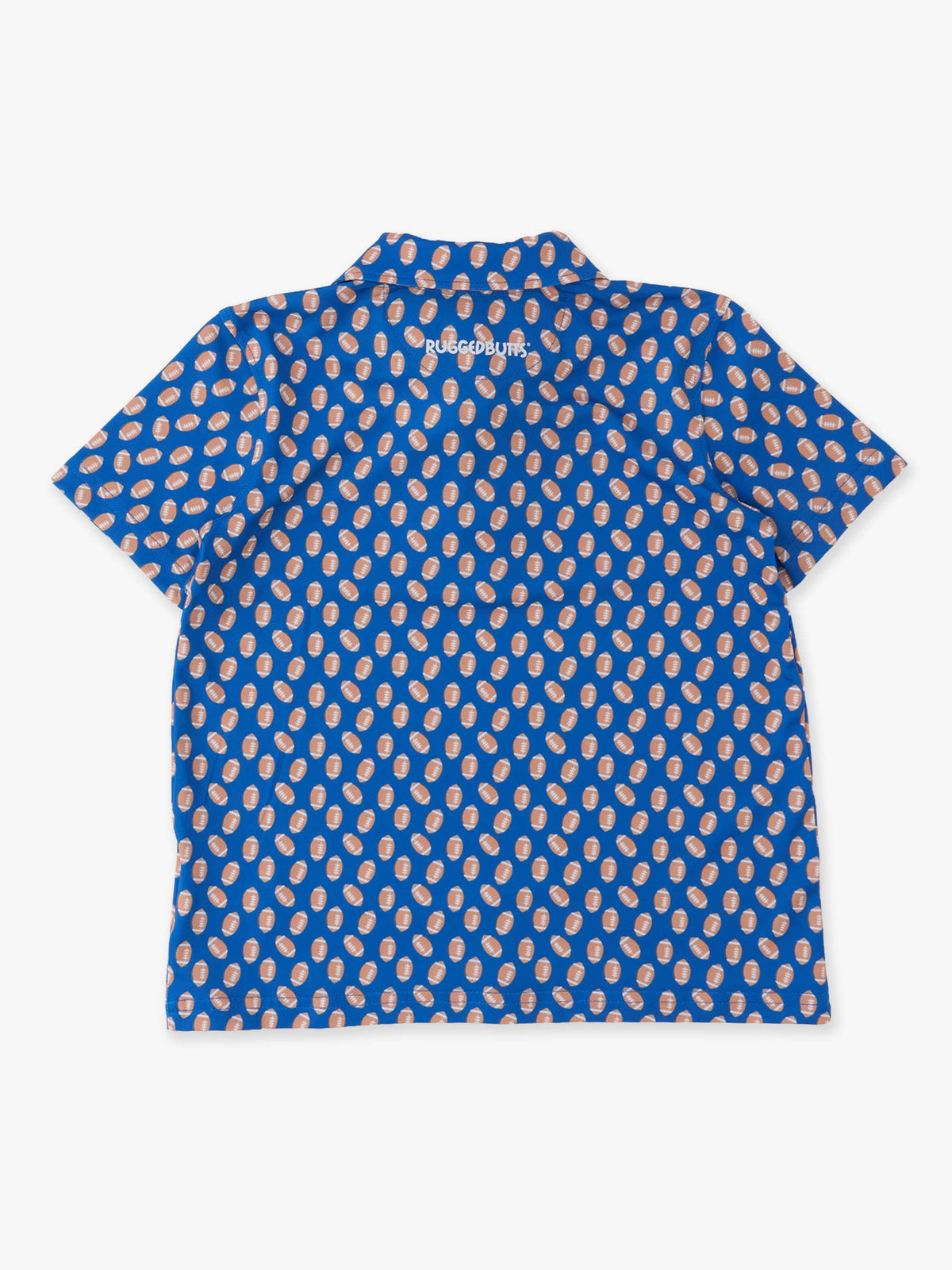 Boys Varsity Blue Football Frenzy Knit Short Sleeve Performance Polo