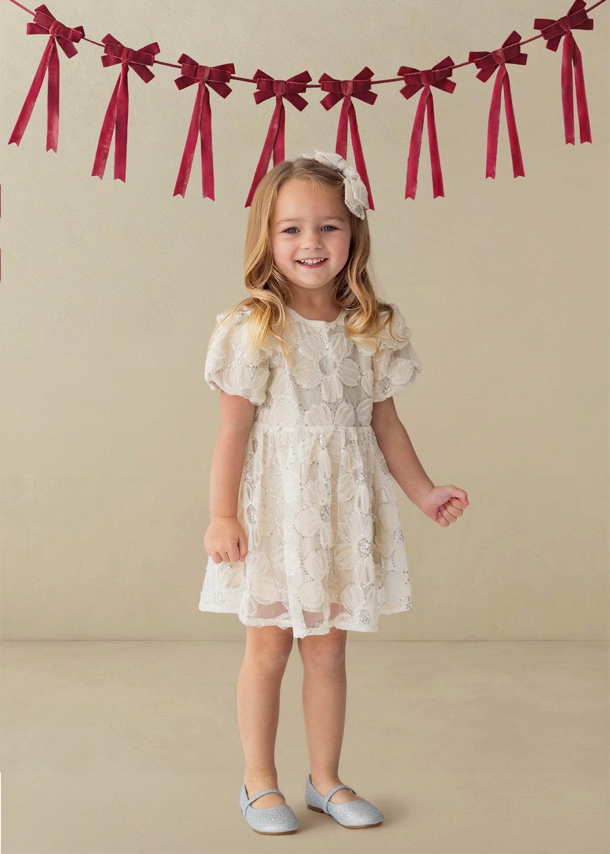 Ivory Floral Sparkle Dress