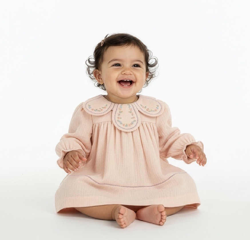 Sophie & Lucas Blush Floral Petal Collar Dress