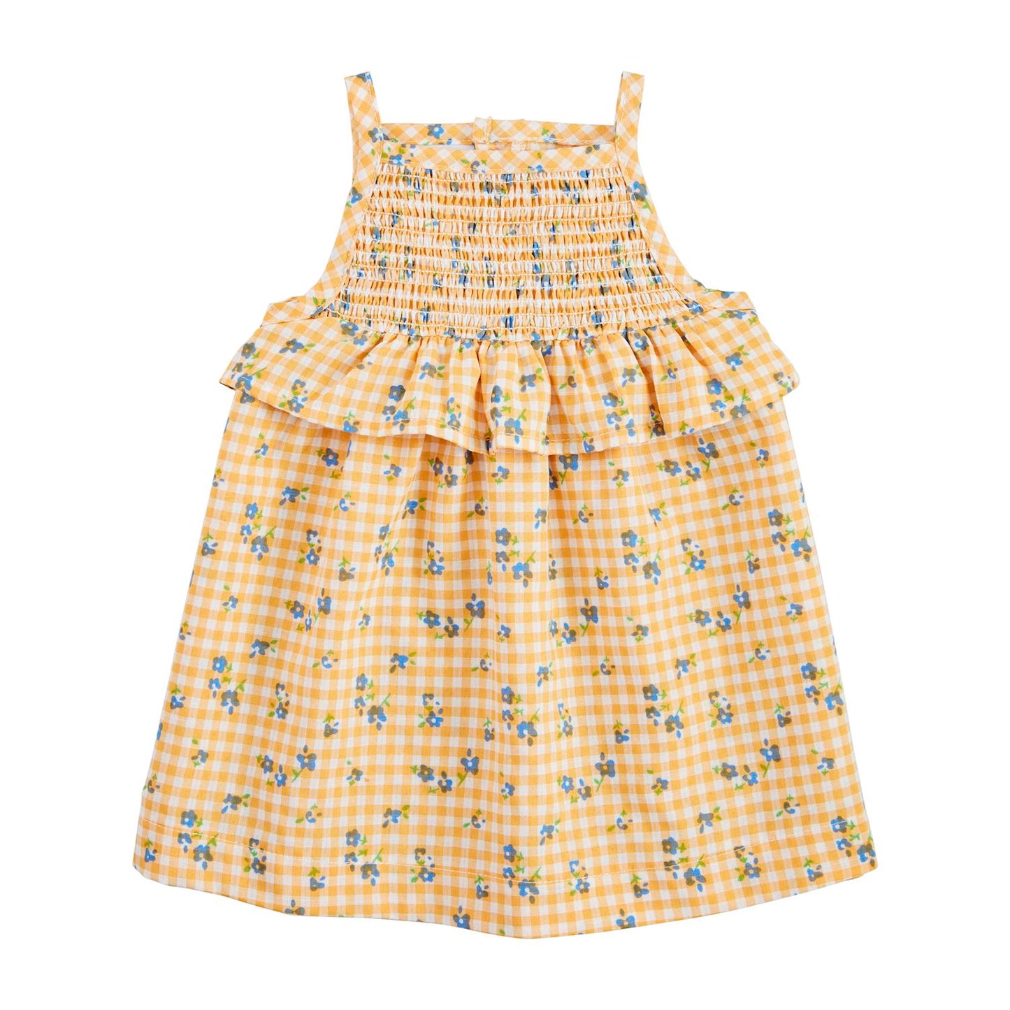 Gingham Yellow Smock Dress
