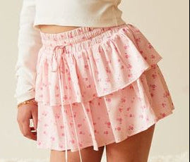 Willow Pastel Pink Ditsy Satin Skort