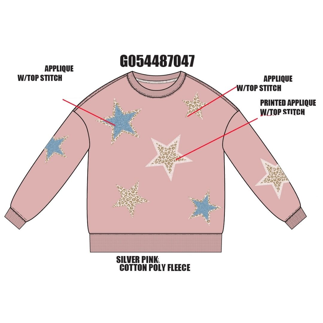 Animal Print Star Appliqué Sweatshirt