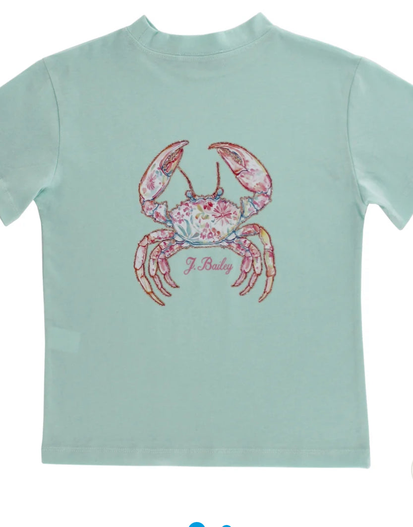 S/S Girls Logo Tee- Crab On Seaglass