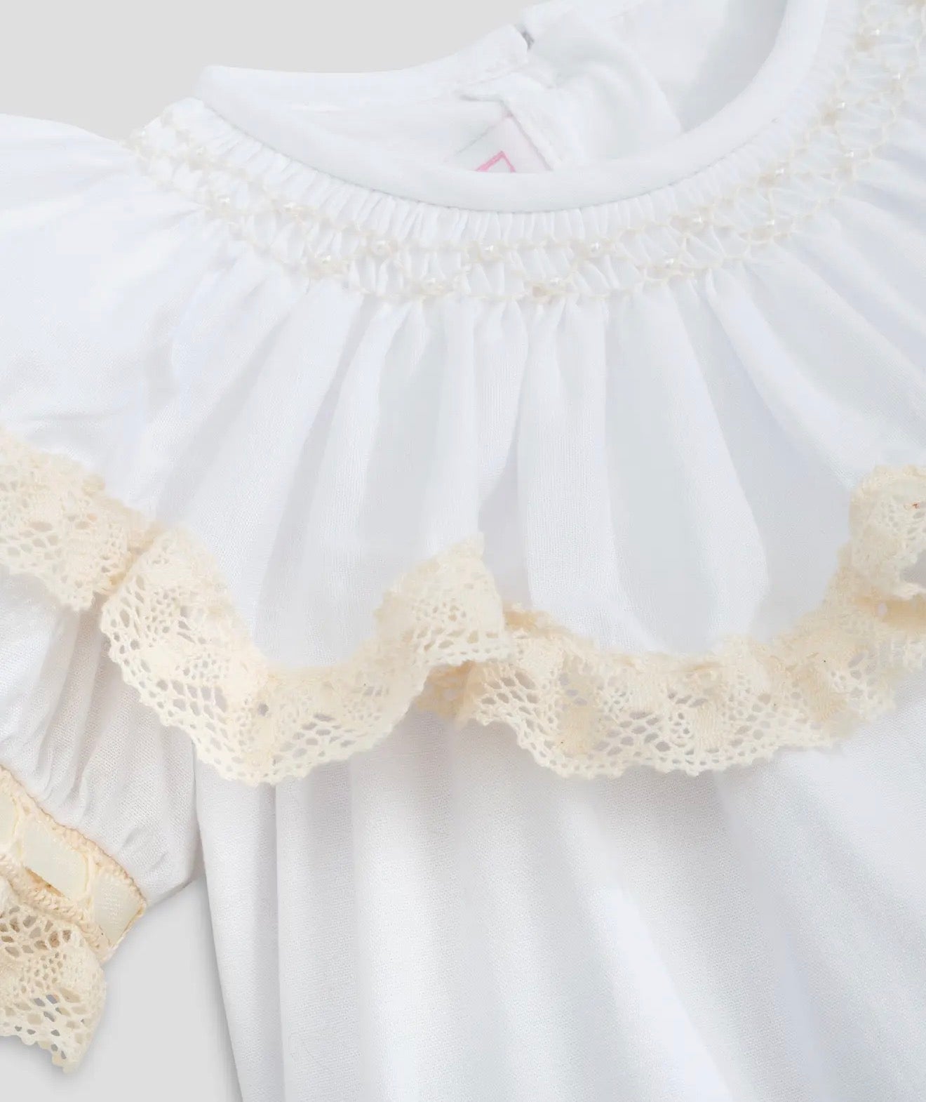 Lancaster Beaded Beaded Collar White Sleeved Girls’ Heirloom Dress