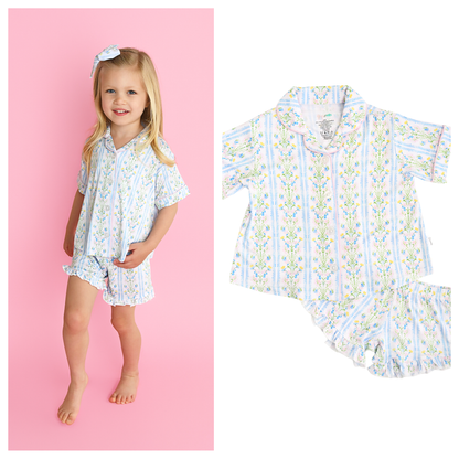 NORA RUFFLE LOUNGE SHORT SET