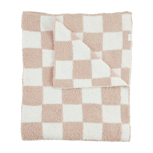 Taupe Checkered Chenille Blanket