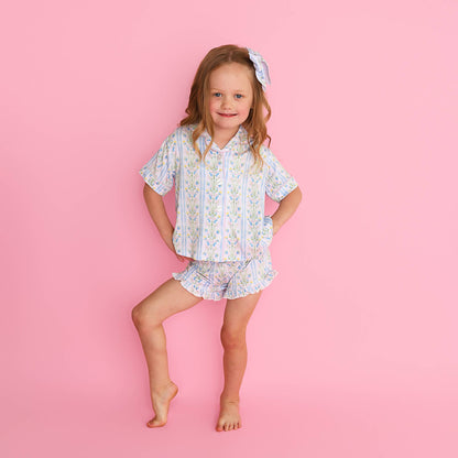 NORA RUFFLE LOUNGE SHORT SET